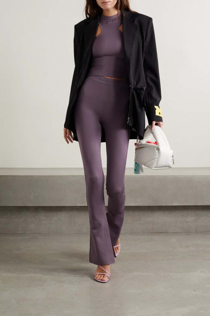 Off-White logo Embossed purple leggings and crop top set size large